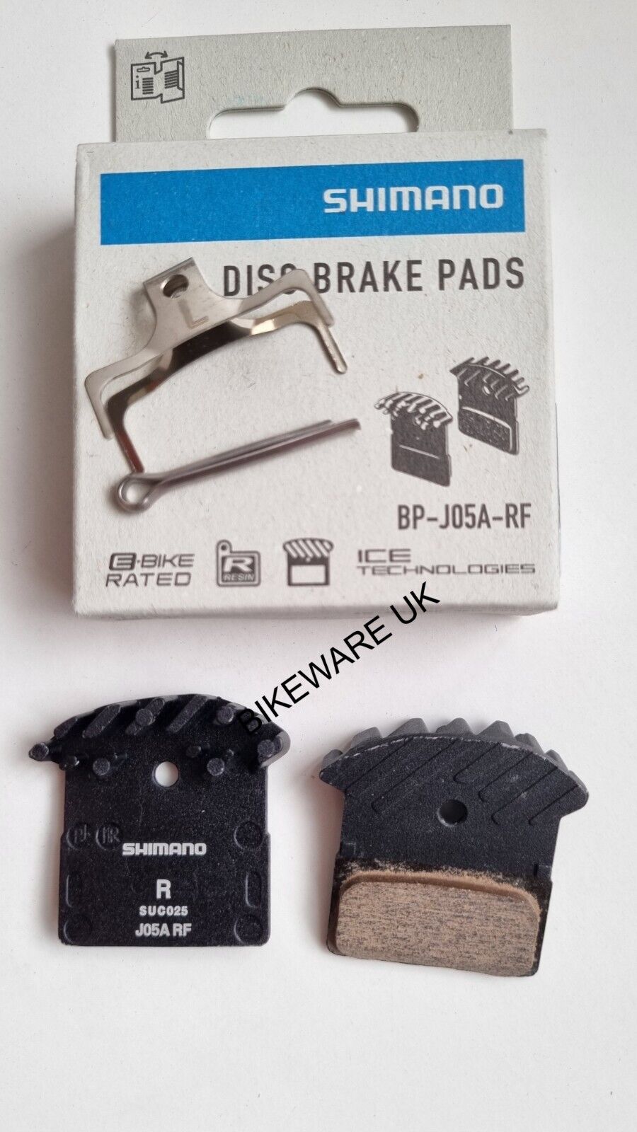 Shimano J05A RF Disc Brake Pads Resin w Cooling Fins Y2R298020 1x Pair BIKEWARE