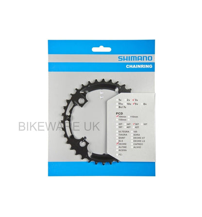 Genuine Shimano DEORE FC-M590/FC-M591 Chainring 36T 9 Speed – Black - Y1LD98090