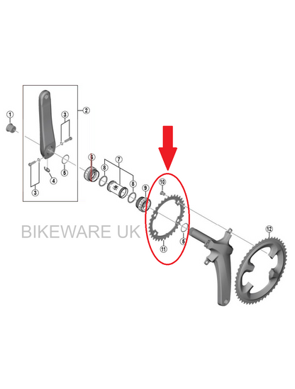 SHIMANO ULTEGRA FC-R8000 11-Spd 34-Teeth Chainring Y1W834000 (50-34T)- Black