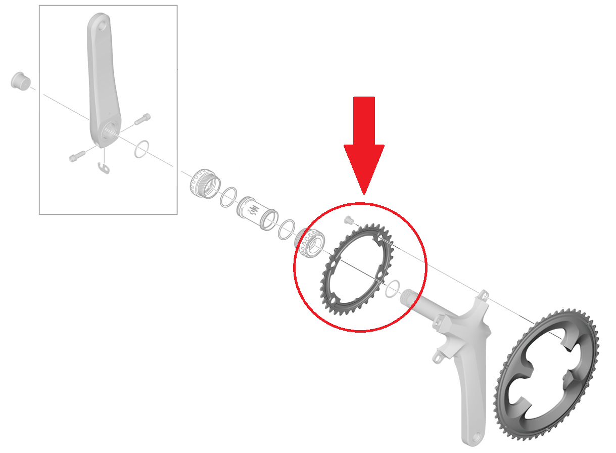 SHIMANO 105 FC-R7000 11-Spd 36-Teeth Chainring Y1WV36000 (52-36T) - Black