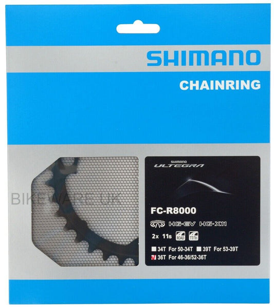 SHIMANO ULTEGRA FC-R8000 11-Spd 36-Teeth Chainring Y1W836000 (52-36T)- Black