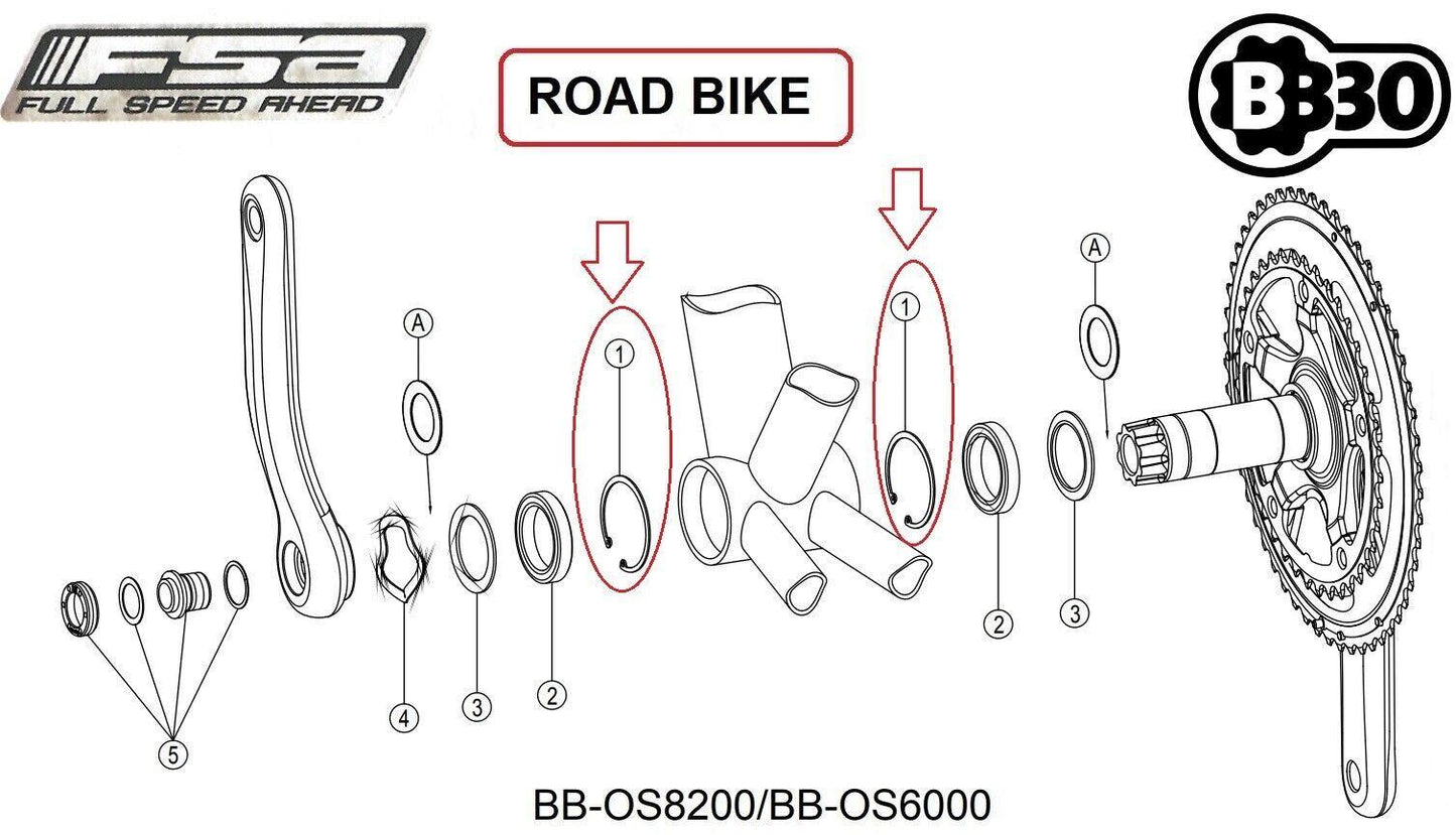 FSA BB30 Bottom Bracker Inner Snap Rings MW142 - PAIR