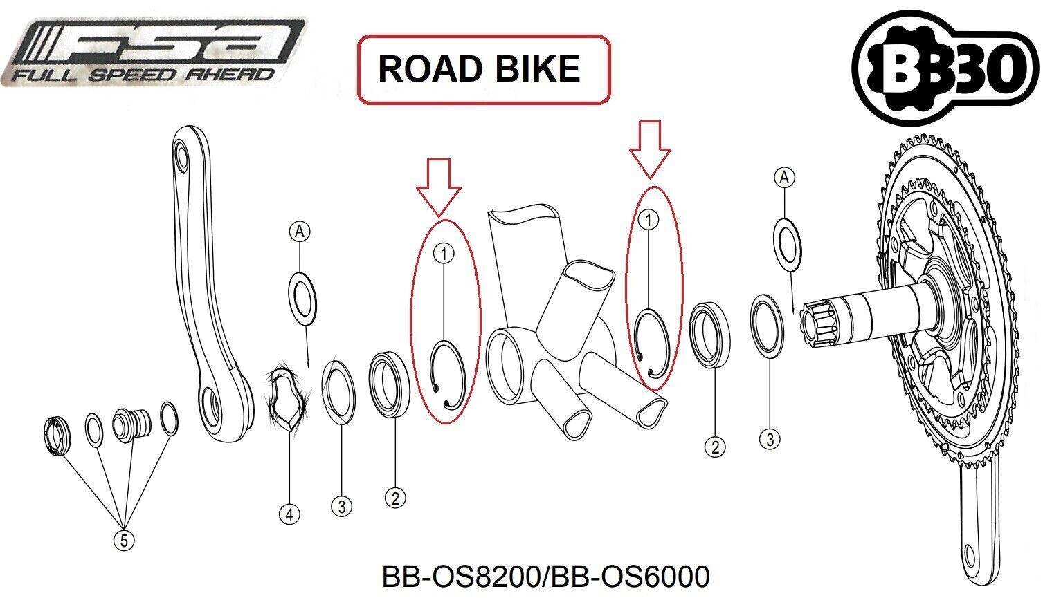 FSA BB30 Bottom Bracker Inner Snap Rings MW142 - PAIR