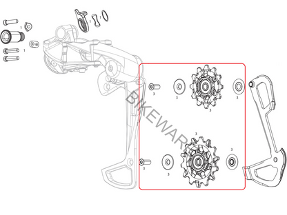 Genuine SRAM X-Sync Derailleur Pulleys For GX EAGLE Rear Derailleurs - 12 spd