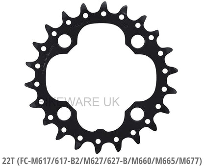 Shimano SLX FC-M660 / Deore FC-M617 22 Teeth Chainring Y1KF22000 - Black