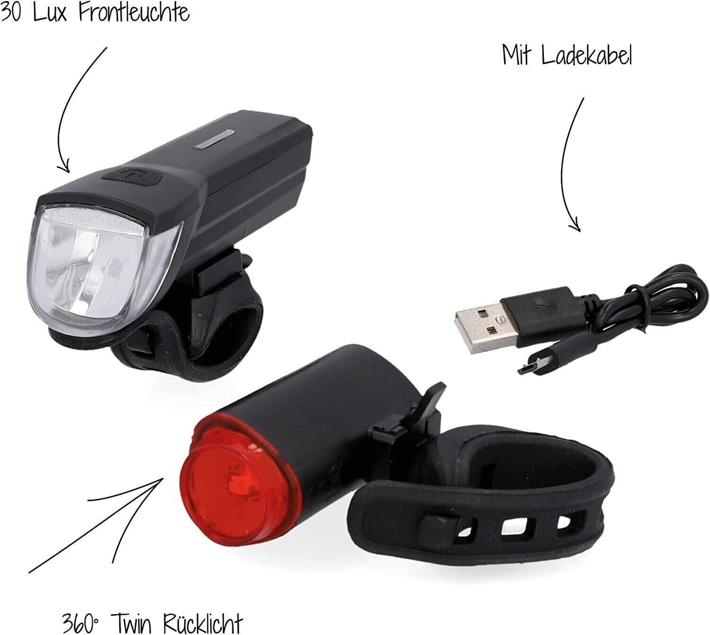 Fischer Bicycle LED lighting set, 360° floor light for more visibility