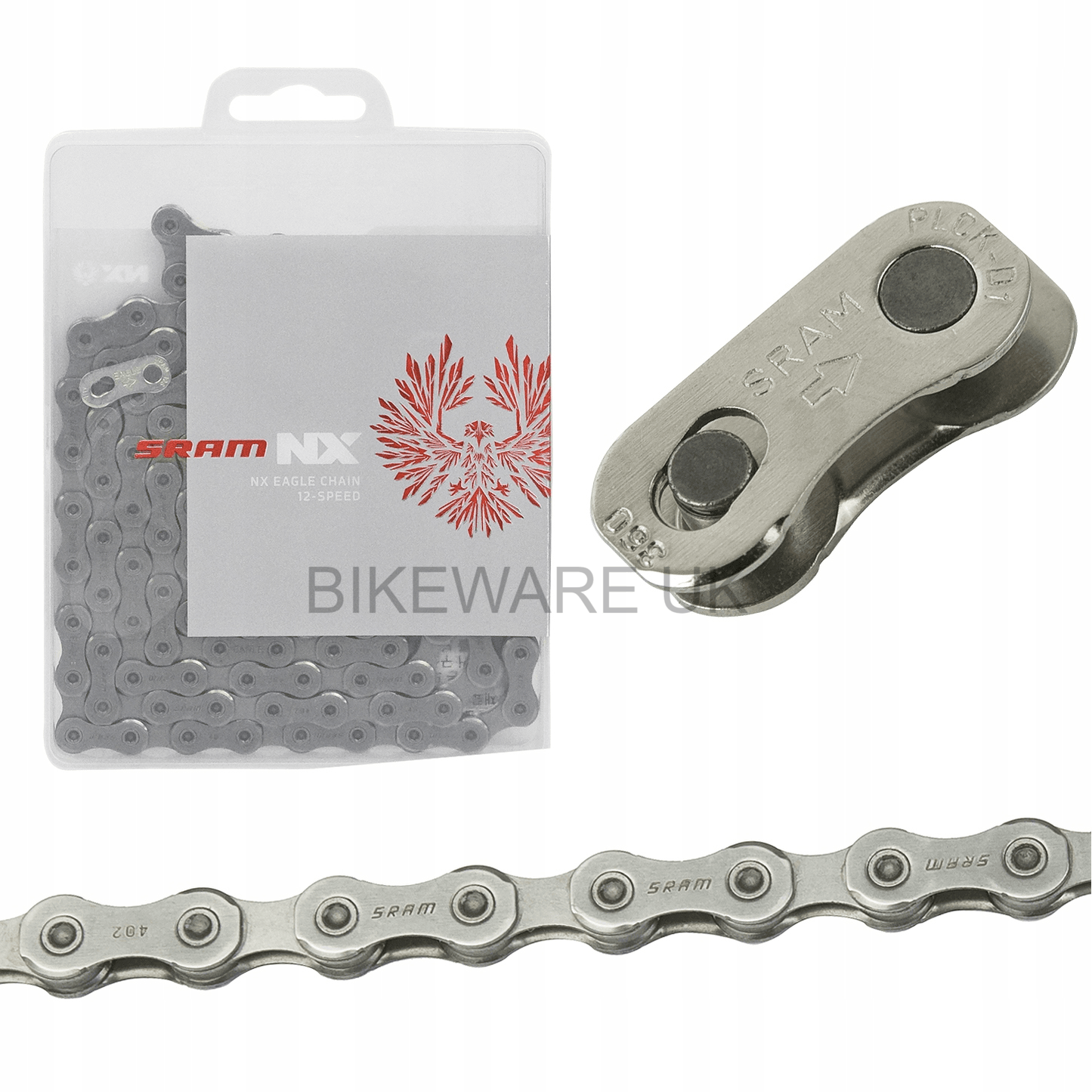 Boxed SRAM PC NX Eagle Chain (12 speed / 126 Links) Silver