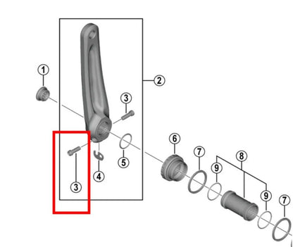 Genuine Shimano Dura-Ace FC-9000 / XTR M9000 Left Crankarm Clamp Bolt Y1E512100