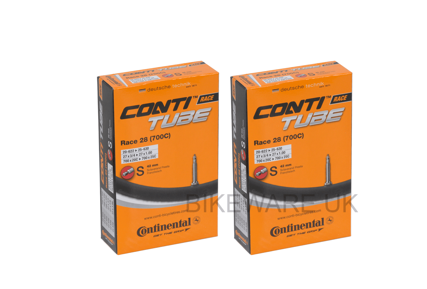 Boxed Continental Race 28 (700C) 20 - 25c - Presta Valve 42mm (Set of Two) - BIKEWARE 