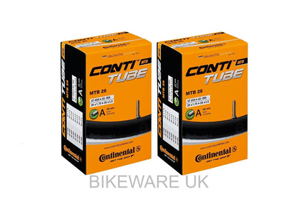 Boxed Continental 26 Mountain Bike Inner Tube - AV Schrader 40mm (Set of Two) - BIKEWARE 